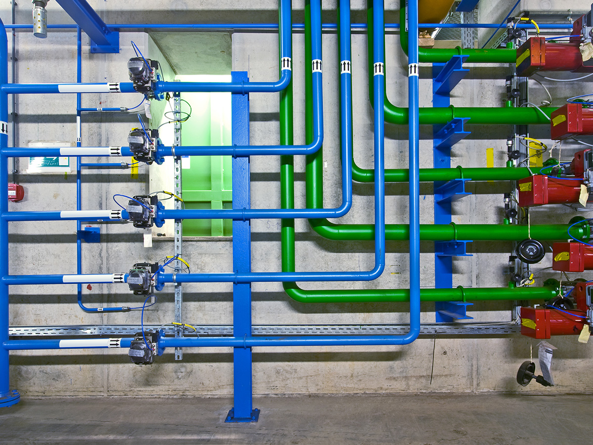A commercial building's pipes